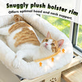 AMOSIJOY Wooden Cat Windowsill Perch with Zipper Cushion Bed, 21.7in