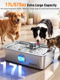 SIBAYS 17L Dog Water Fountain, Stainless Steel Pet Water Fountain FS83