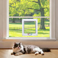 Cat Door for Window, Fits 18"-28" Width Window, Cat Window Door with 4 Locking Modes, Pet Friendly Window Cat Door Insert, Magnetic Closure, Weatherproof, Easy Installation, Clear Plexiglass