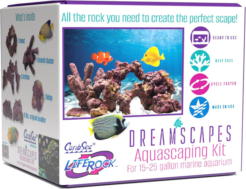 CaribSea LifeRock Dreamscapes Kit - Aquascaping Rock Set for 15-25 Gallon Tanks, Natural Look & Porous Structure for Mar