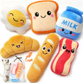 KIPRITII Breakfast Squeaky Dog Toys for Small Dogs with Storage Bag