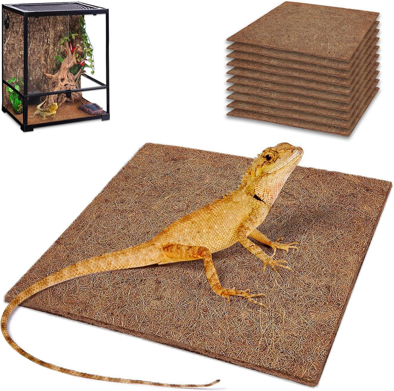 ZeeDix 10 Pcs Reptile Carpet 12x12 Inch Coconut Fiber Mat for Tank Bedding