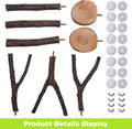8PCS Bird Perches Set Natural Apple Wood Bird Cage Accessories Wooden Parrot Stand Hardwood Branches for Parakeets, Budg