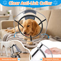 Didopet Extended Dog Cone to Stop Licking, Adjustable Depth, Transparent Recovery Collar for Large Medium Dogs, Soft E-Collar After Surgery Neuter with Reflective Strip for Night Visibility XL