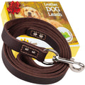 ADITYNA Leather Dog Leash 6 ft x 3/4 inch - Soft, Strong, Heavy Duty for Large & Medium Breeds - Dog Lead for Walking, Training, Hiking and Running (Brown)