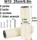 NEUMIHARO 2.9in 7.4cm Diameter Cat Tree Scratching Post Replacement Parts Sisal Pole (M10, 25cm/9.8in)