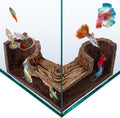 FISHNOSH Aquarium Cave | Natural-Looking Wood-Like BPA-Free Fish Tank Cave for Corners | 5.1” x 2” x 2.7” Fish Hideout f