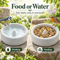 Pumice Stone Bird Feeder Bowl, 2-in-1 Food Water Dish