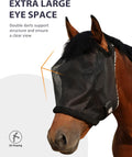 Harrison Howard All Round Mesh Horse Fly Mask UV Protective with Fleece Padded Edging Black L