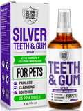 SILVER GRADE Teeth & Gum Dog Breath Spray for Pets Mouth – Cat Dental Care with Silver – Dog Breath Freshener Helps with Tartar & Caries – Plaque Remover for Daily Use – 4 Oz