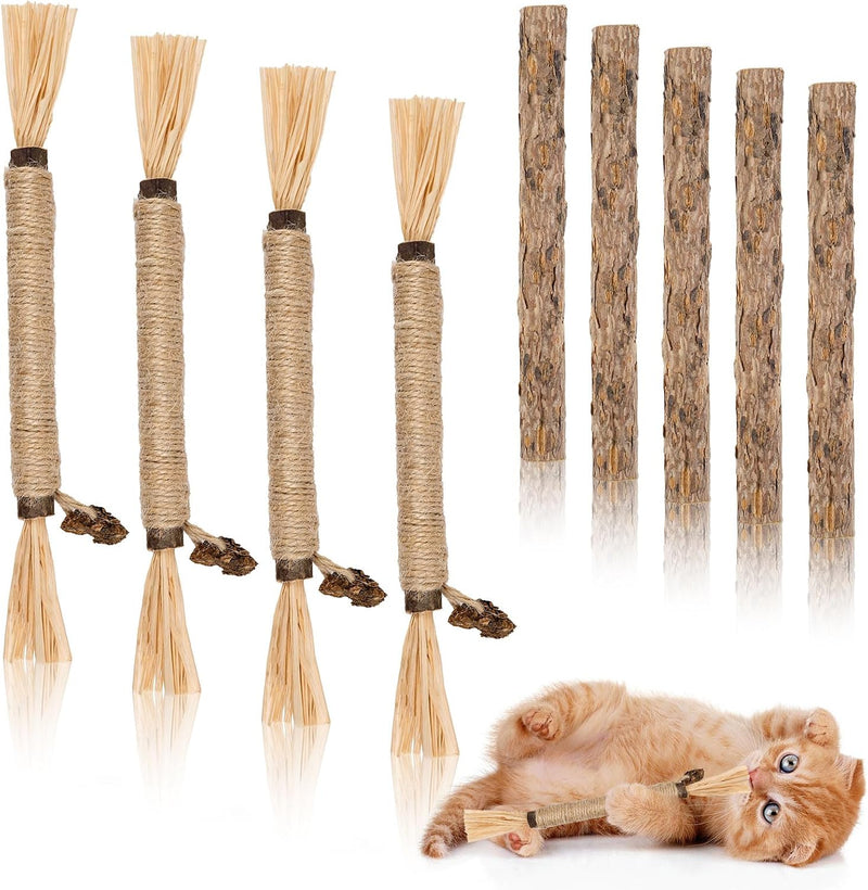9 Pack Silvervine Sticks for Cats, Natural Cat Chew Stick Toys Set