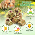 Abizoo Rabbit Chew Toys for Bunny Natural Papaya Wood Chew Treats with Organic Alfalfa Hay, Dried Carrot, Apple and Swee