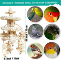Vildroohowl Natural Bird Toys for Quaker Parrot, Lovebird, Parakeet, Cockatiel & Conure – for Chewing, Shredding & Foraging, Corn Husk, Wood & Vine with Leather Cord for Small & Medium Birds