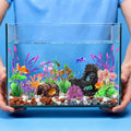 QUOZUO 15 Pcs Aquarium Artificial Plastic Plants Decorations and Resin Barrel and Coral Rock Cave Set, Fish Tank Accesso