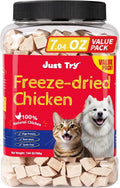 Just Try 7.05 oz Freeze Dried Chicken Cat & Dog Treats Food Topper Raw Single Ingredient High Protein Grain Free Healthy Dog Training Treats