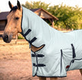 RESISTANCE Horse Fly Sheet with Neck Cover & Belly Wrap, Lightweight Breathable UV Protection Fly Sheet for Horses, Silv
