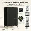 Hoartsardeo Universal Bird Cage Cover,Good Night Bird Cage Cover Good Night Blackout Breathable Cover with Zipper Panel for Parrot Parakeet Cockatiel Cages, Washable & Durable (33L x 23Wx 41H Inches)