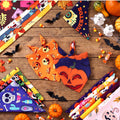 Huhumy 100 Pcs Halloween Dog Bandanas Bulk Bandanas for Medium Large Dogs
