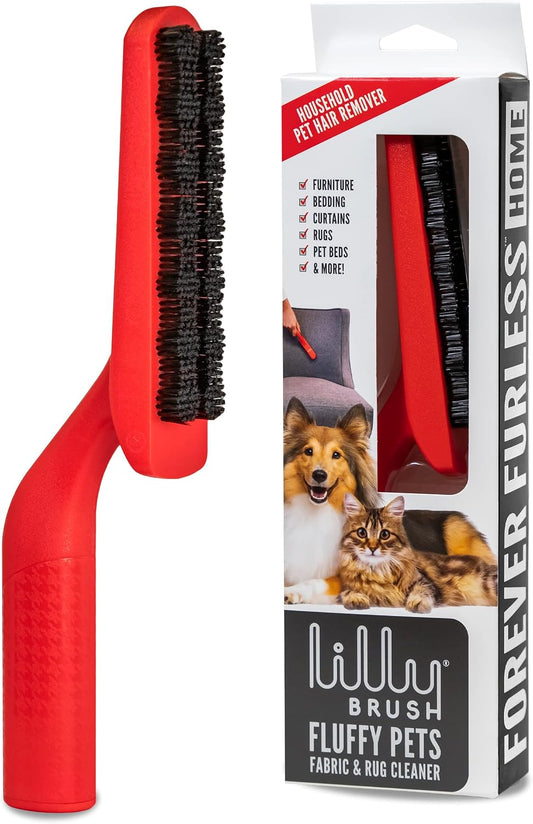 Lilly Brush Fluffy Pet Hair Clean-Up Gentle Bristled Brush for Fur, Lint, Furniture, Fabric & Rug Cleaner For Homes with