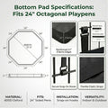 PJYuCien Octagonal Dog Playpen with Bottom Pad - Metal Foldable Exercise Pen, 8 Panels 24" H x 24" W Indoor Outdoor Pet Fence Puppy Crate Kennel, Black