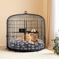BALAPET Washable Dog Bed Covers Replacement Round Waterproof Bed Cover for Dog Soft Pet Bed Cover with Lovely Dog Paw Print and Double-Sided Usable Design,Cover Only(Dark Gray,45 * 45 * 11in)