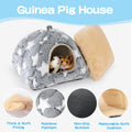 MABOZOO 3 Pack Guinea Pig House Accessories, Washable 2 Guinea Pig House and Hideout Tunnel with Curtains, Chinchilla Hi