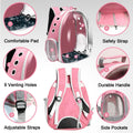 Cat Backpack Carrier, Pet Cat Carrier with Ventilated Design for Carrying Puppy Cats, Pet Carrier Backpack for Traveling/Hiking/Camping/Outdoors Airline Approved Travel Carrier(Pink)