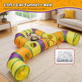 Cat Tunnel for Indoor Cats Large, Collapsible Cat Playhouse Pet Play Tunnel Tube Maze with Hanging Pom-Poms and Interact