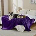 Yaning Waterproof Blanket for Bed Couch Sofa, Soft Liquid Pee Proof Pet Blanket for Dog Puppy Cat, Reversible Sherpa Fleece Furniture Protector (Dark Purple, 50x60 inches)