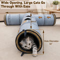 Cat Tunnel with Faux Metal Pipe Print,4-Way Tube for Large Cats, Kittens