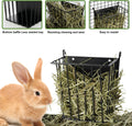 LUAVIARU Upgrades Rabbit Hay Feeder - Guinea Pig Hay Feeder - Metal Frame Hay Rack with Adjustable Hook - Less Wasted - 