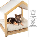 Dog House - 30x24-Inch Indoor Dog House with Soft Cushion and Adjustable Canopy - Wood Dog Furniture for Small to Medium