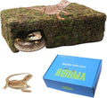 Yellow Mossy Cave Hide for Reptiles, Lizard Gecko Snake Shelter Hut