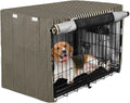 Beige Black Stripes Dog Crate Cover 48in Pet Kennel Cover