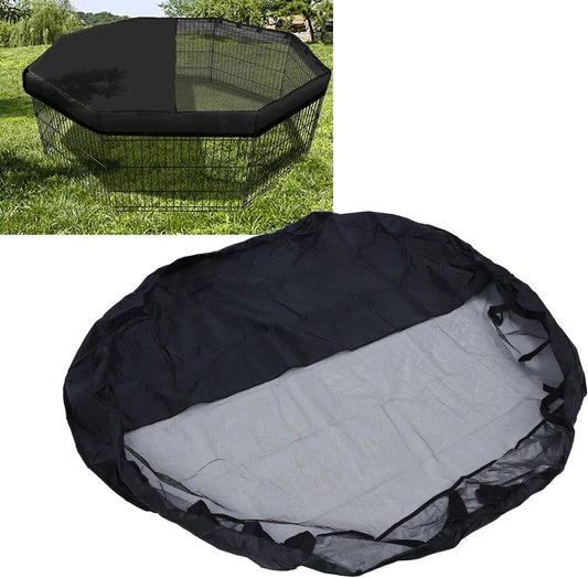 Tyenaza Dog Pen Cover, 210D Silver Coated Oxford Cloth Proof Half Mesh Dog Playpen Top Cover Fits 8 Panels 24 Inch Width