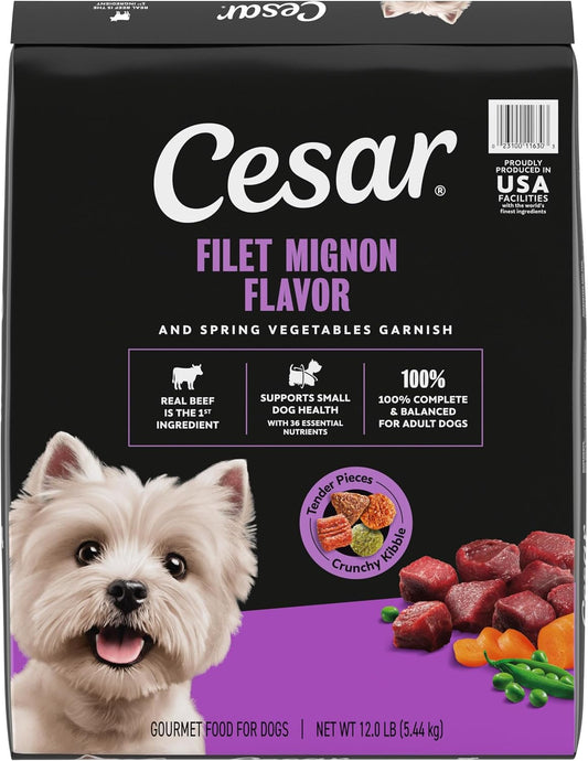 Cesar Small Breed Dry Dog Food, Filet Mignon & Spring Vegetables, 12 lb
