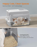 Feandrea Stainless Steel Cat Litter Box with Flip Lid, 2 Doors, Scoop