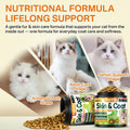 Puyrzoe Cat Skin and Coat Health - 500 Chews Crunchy & Creamy Cheese Core with Omega 3/6/9, Vitamins C & E, Biotin for Skin Hydration & Coat Shine Supplement for Cats Kittens - Chicken & Shrimp Flavor