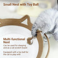 Instinct Basket for Cats & Cotton pad Stimuli Cat Bed with Toy Tail Cats Ear Design Breathable All Season Universal Scratch-Resistant (Grey, L)
