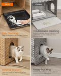 Feandrea Cat Litter Box Enclosure, Handwoven Rattan Hidden Litter Box Furniture with Extra Mat, Removable Washable Tray, Boho Cat House, End Table, Goose Yellow UPCL024YE01