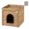 SETVSON Cat Litter Box Enclosure Furniture, Hidden Litter Box with Mat and Fence, Handwoven Rattan Cat House with Two S-Shaped Hooks for Living Room, Bedroom, 18.5 x 20.5 x 19.1 Inches (Natural)