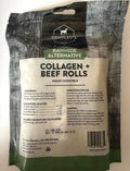 Rawhide Alternative Beef Collagen Rolls 4 Count 6 inch 8.4 oz