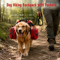 Dog Hiking Backpack, Dog Harness with Pockets Lightweight 2 in 1 Removable Storage Saddle Pack Breathable Padded Vest wi