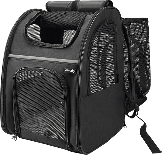 Zavothy Cat Backpack Carrier – Expandable Airline Approved Pet Travel Bag for Cats & Small Dogs, Breathable Mesh Pet Car