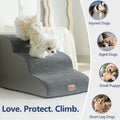 GoGoBunny Ramp Dog Stairs for Couch Sofa and Chair 15.7" H, 3-Step Pet Steps for Small Dogs and Cats, Non-Slip Waterproof Fabric Cover, Stable and Balanced Indoor Step, Pets Friendly, Grey