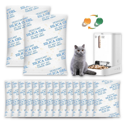 16 Pack Pet Food Desiccant Packs with Color Indicating, Compatible with Petlibro/Petkit/Pawsync Automatic Cat Feeder, Replaced Desiccant for Most Automatic Pet Feeders, Individually Wrapped