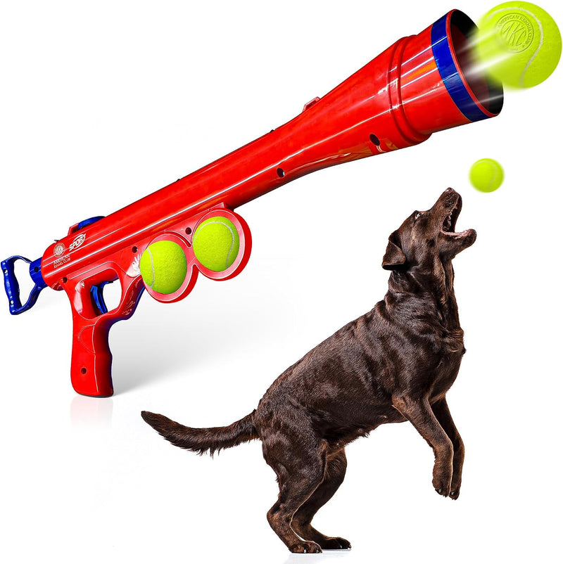 American Kennel Club Dog Ball Launcher, Tennis Ball Thrower for Dogs, Interactive Fetch Toy, Hands-Free Pickup, Launches