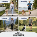 The Buddy System Adjustable Hands Free Dog Leash, Hand-Free Leash for Running, Jogging, Walking, Hiking and Training Service Dogs, Versatile All Dog Sizes - Made in USA - Regular, Black