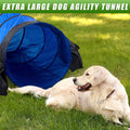28 in 18 Foot Blue Extra Large Dog Agility Tunnel with Sandbags Dogs Agility Training Equipment Tunnel with 4 Pack Sandbags Carry Bag and 4 Ground Spikes for All Medium and Large Dogs