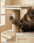 KinoTail 3-in-1 Pet Stairs for Cats, 7.87" Depth Pet Steps for Cat, Wood Cat Stairs for High Bed and Sofa, 1 Condo Cave, Scratching Post, Sturdy Indoor Pet Stairs with Non-Slip Carpet Pads